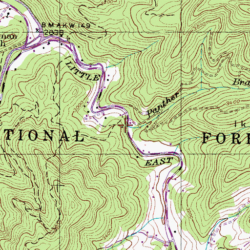 Topographic Map of Panther Branch, NC