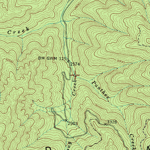 Topographic Map of Panther Creek, NC