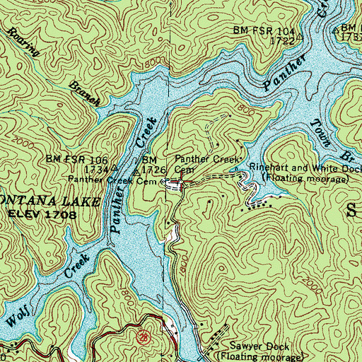Topographic Map of Panther Creek Cemetery, NC