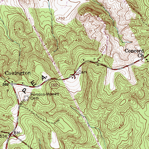 Topographic Map of Pea Ridge, NC