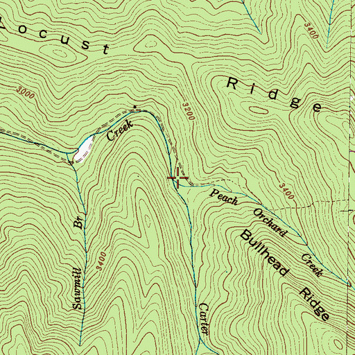 Topographic Map of Peach Orchard Creek, NC