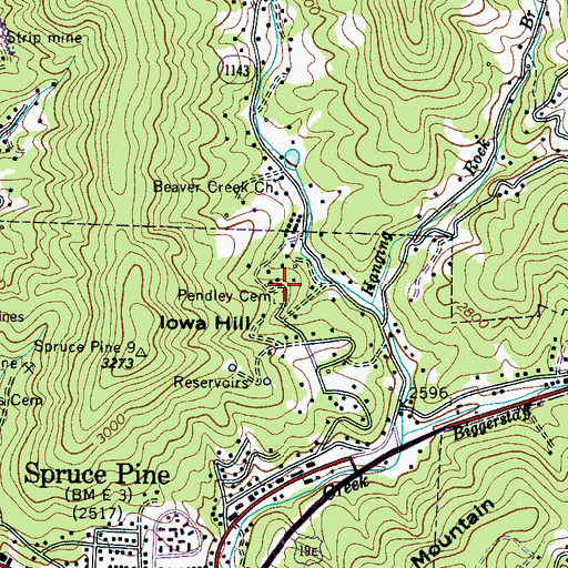 Topographic Map of Pendley Cemetery, NC