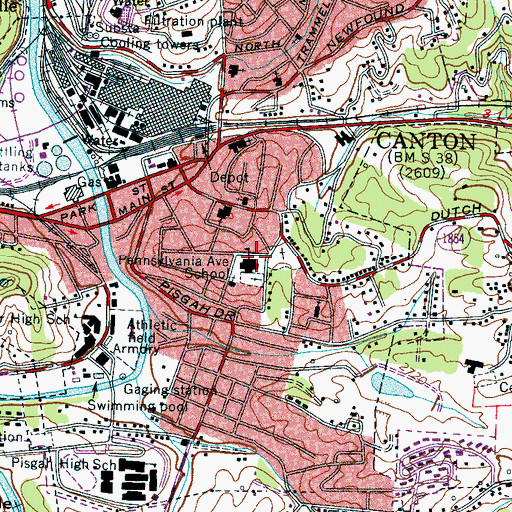 Topographic Map of Pennsylvania Avenue School, NC