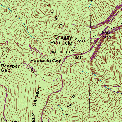 Topographic Map of Pinnacle Gap, NC