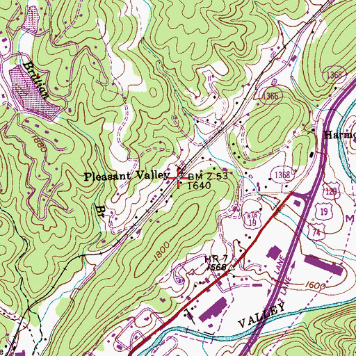Topographic Map of Pleasant Valley, NC