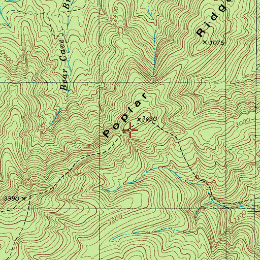 Topographic Map of Poplar Ridge, NC