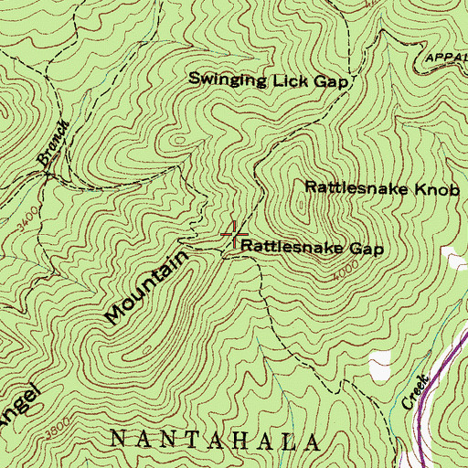 Topographic Map of Rattlesnake Gap, NC