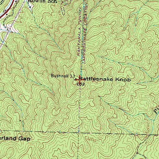 Topographic Map of Rattlesnake Knob, NC