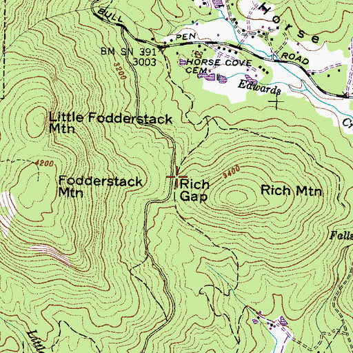 Topographic Map of Rich Gap, NC