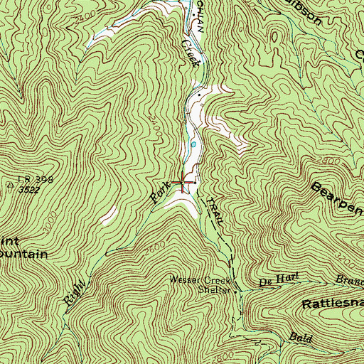 Topographic Map of Right Fork Wesser Creek, NC