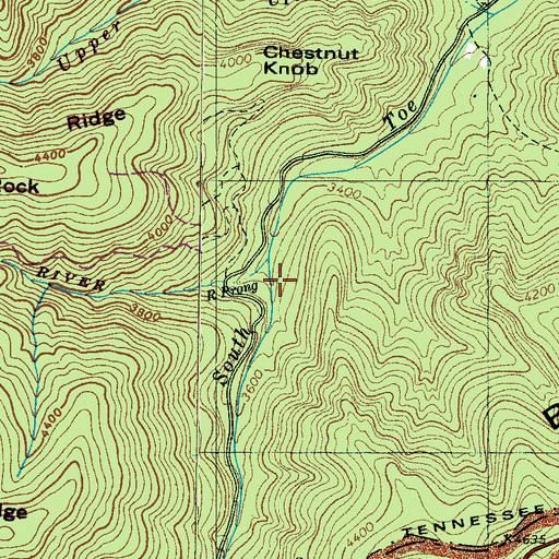Topographic Map of Right Prong South Toe River, NC