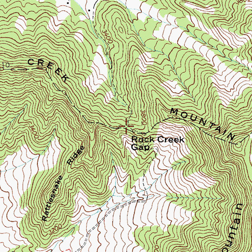 Topographic Map of Rock Creek Gap, NC