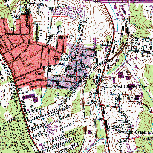 Topographic Map of Rock Hill Church, NC