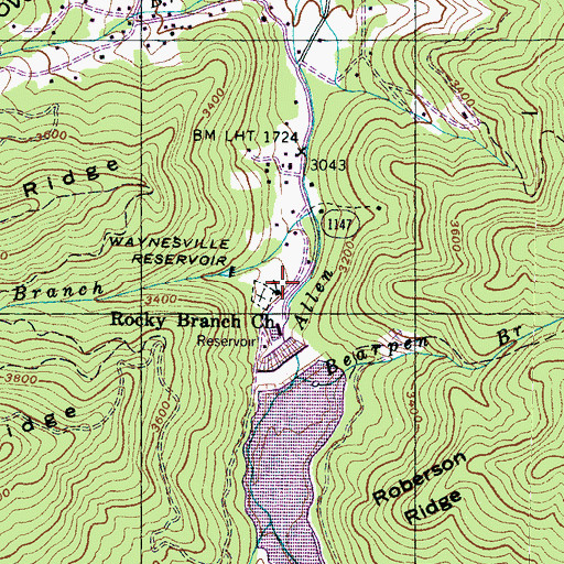 Topographic Map of Rocky Branch Church, NC
