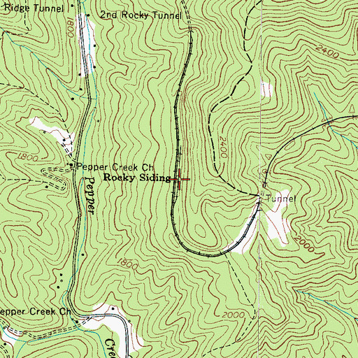 Topographic Map of Rocky Siding, NC
