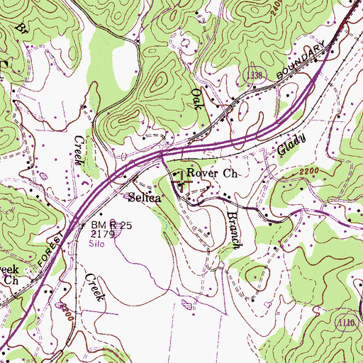 Topographic Map of Rover Church, NC