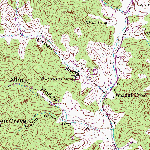 Topographic Map of Runnion Cemetery, NC