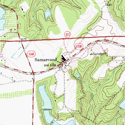 Topographic Map of Samarcand, NC