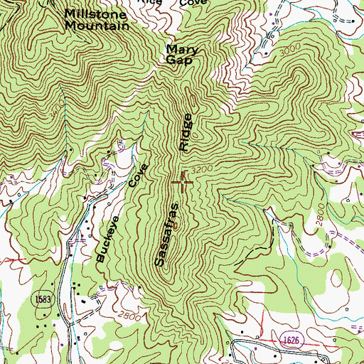 Topographic Map of Sassafras Ridge, NC