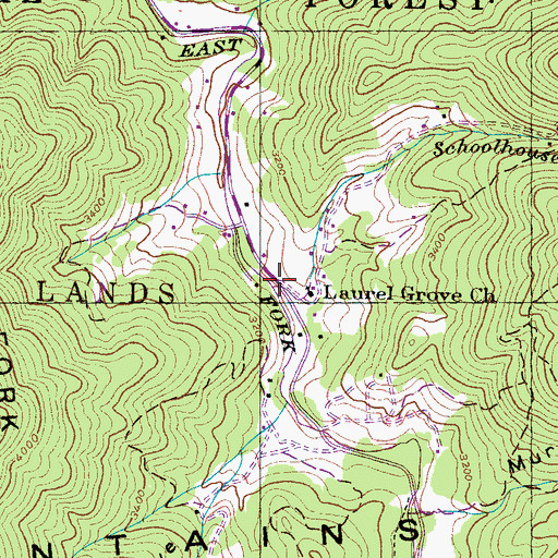 Topographic Map of Schoolhouse Branch, NC
