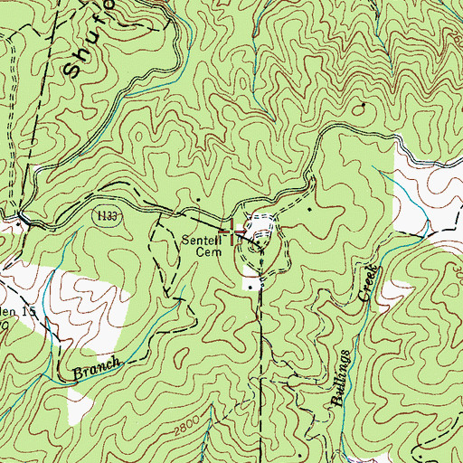 Topographic Map of Sentell Cemetery, NC