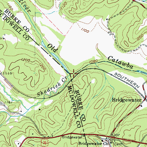 Topographic Map of Shadrick Creek, NC