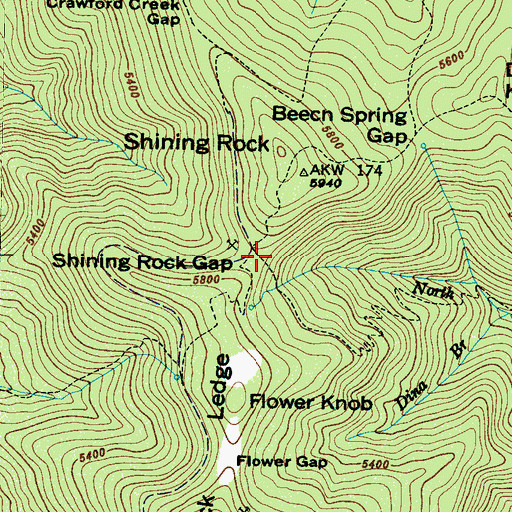 Topographic Map of Shining Rock Gap, NC