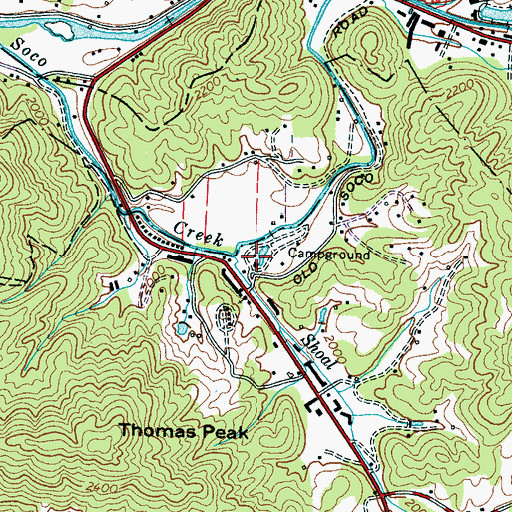 Topographic Map of Shoal Creek, NC