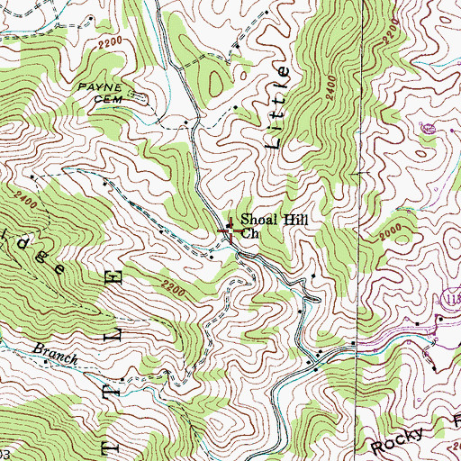 Topographic Map of Shoal Hill Church, NC