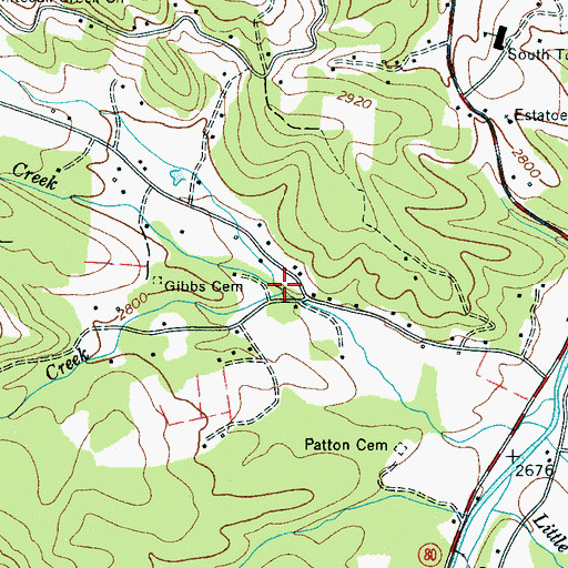 Topographic Map of Shuford Creek, NC