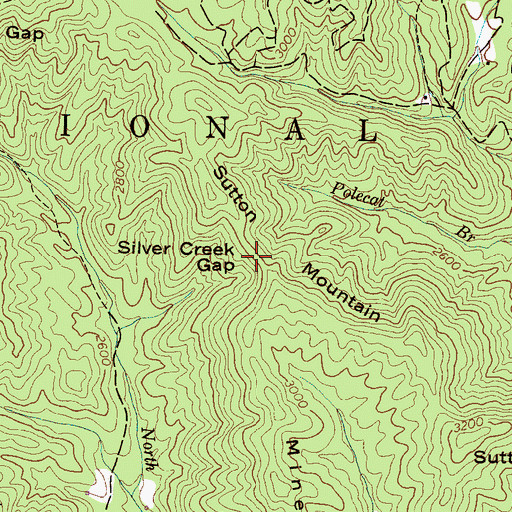 Topographic Map of Silver Creek Gap, NC