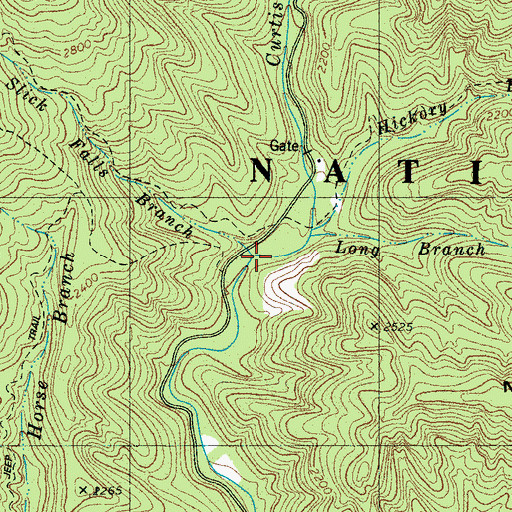 Topographic Map of Slick Falls Branch, NC