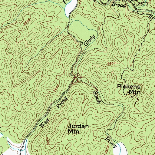 Topographic Map of South Prong Glady Fork, NC