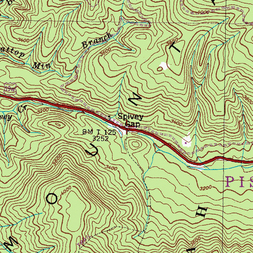 Topographic Map of Spivey Gap, NC