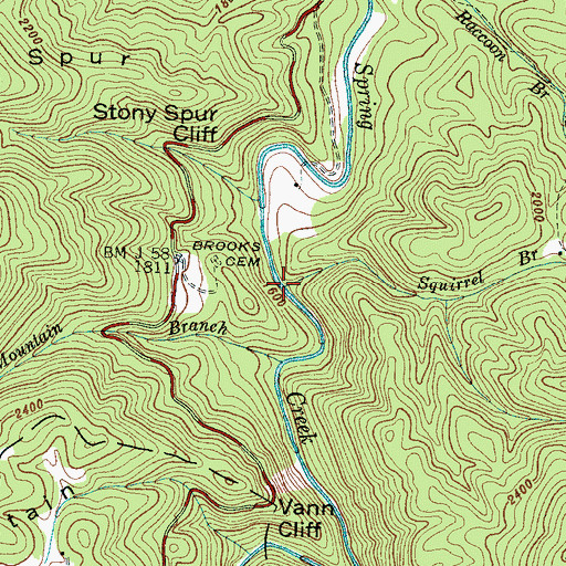 Topographic Map of Squirrel Branch, NC