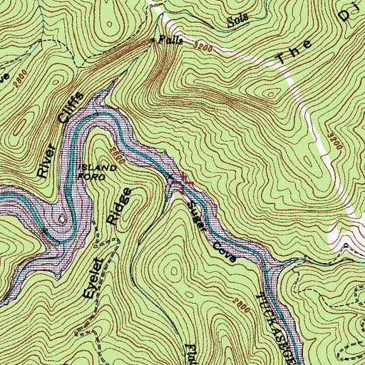 Topographic Map of Sugar Cove, NC