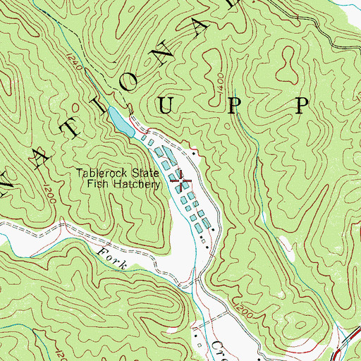 Topographic Map of Tablerock State Fish Hatchery, NC