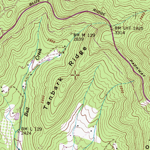 Topographic Map of Tanbark Ridge, NC