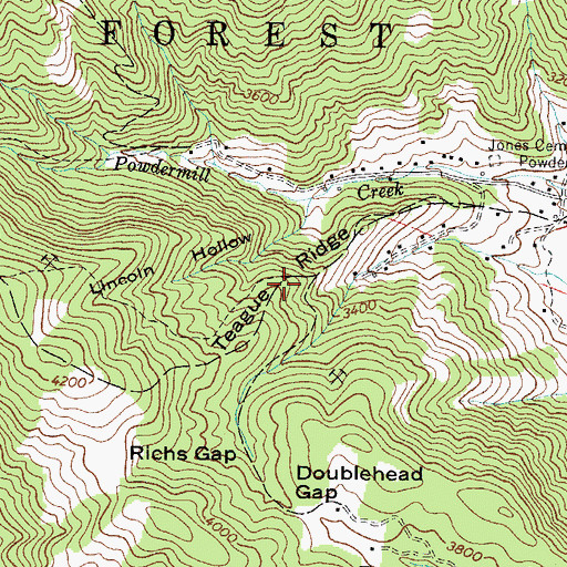 Topographic Map of Teague Ridge, NC