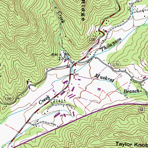 Topographic Map of Thompson Creek, NC