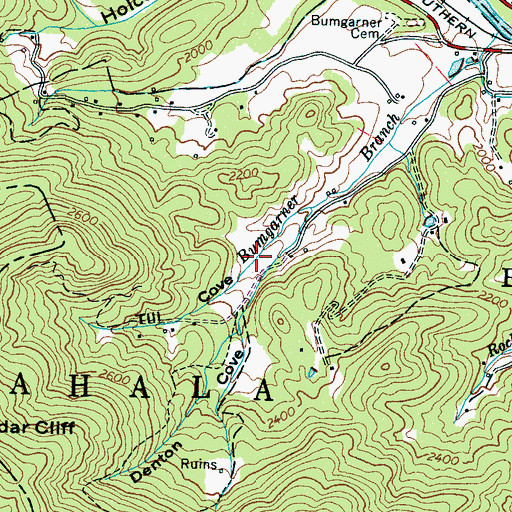 Topographic Map of Till Cove, NC