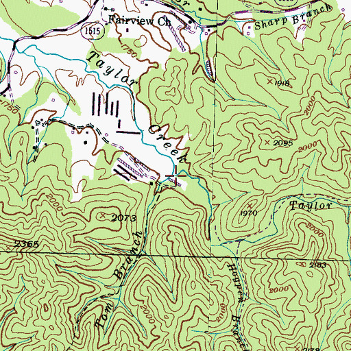 Topographic Map of Tom Branch, NC
