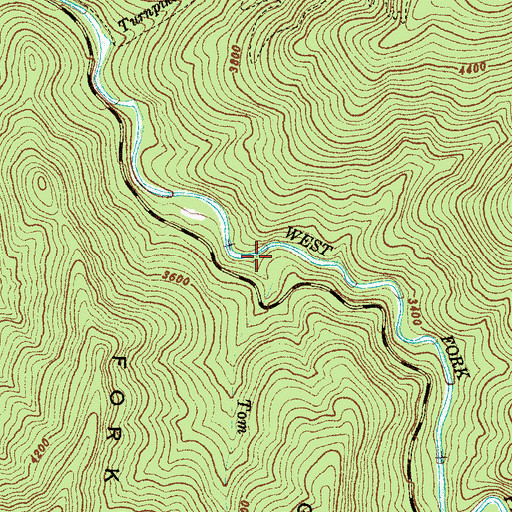 Topographic Map of Tom Creek, NC