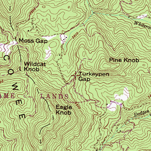 Topographic Map of Turkeypen Gap, NC