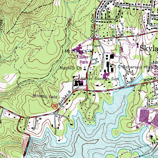 Topographic Map of Valley Springs School, NC