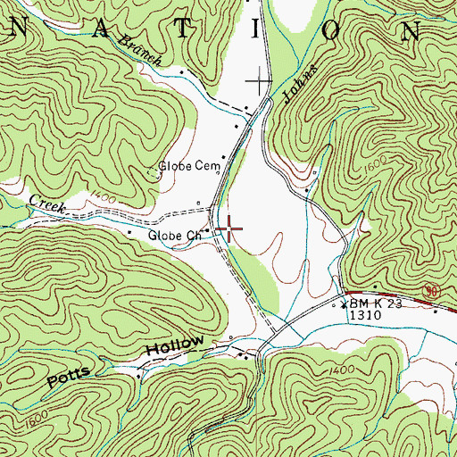 Topographic Map of Walnut Bottom Creek, NC
