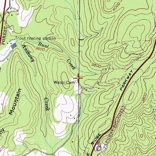 Topographic Map of Webb Cemetery, NC