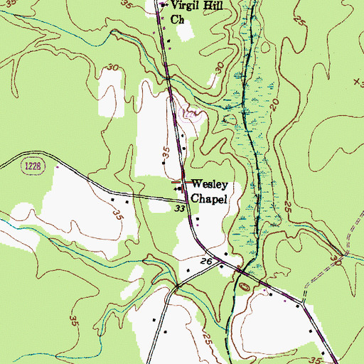 Topographic Map of Wesley Chapel, NC