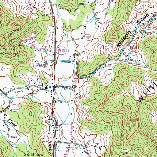 Topographic Map of Wilson Cove, NC