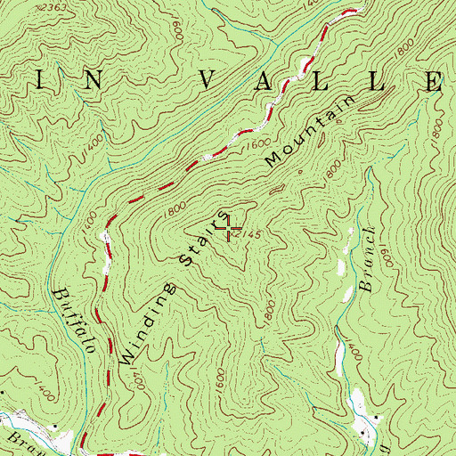 Topographic Map of Winding Stairs Mountain, NC